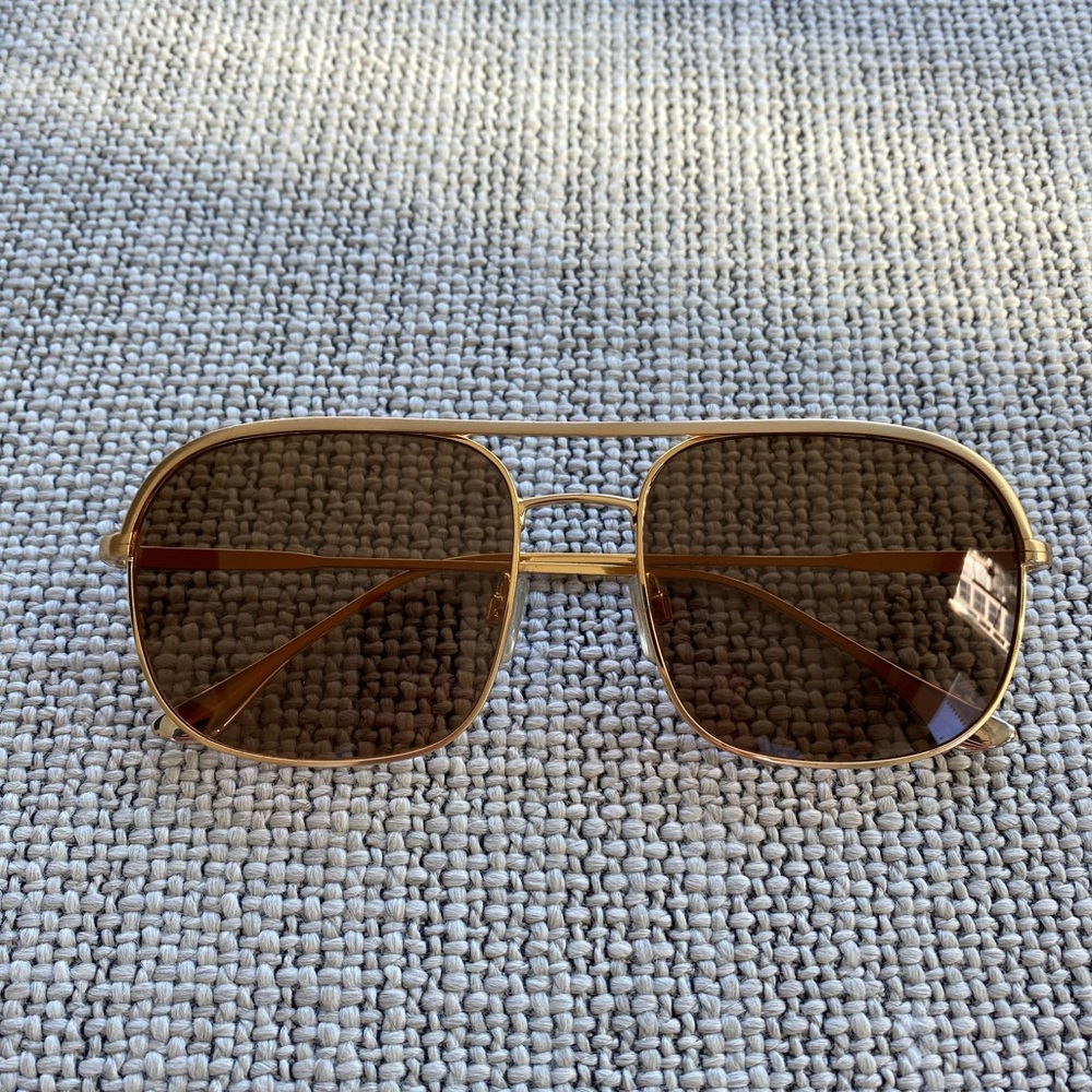 Anine Bing Highland aviator sunglasses in brown lenses and gold frame